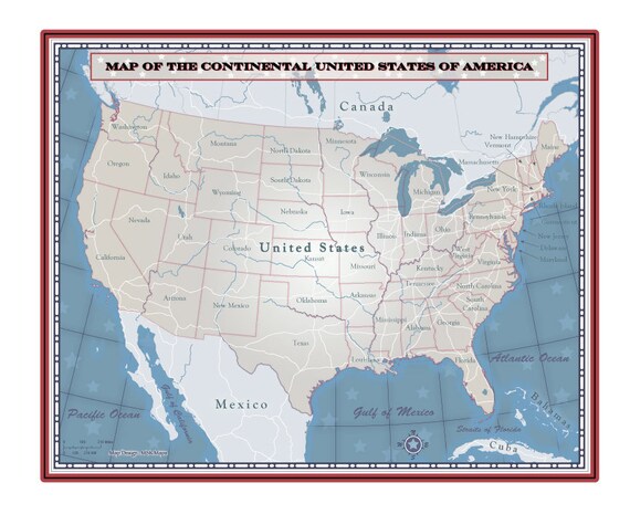 Items similar to Patriotic Map of the Continental United State of ...
