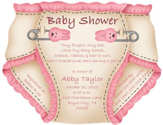 Baby Shower Diaper Invitations or Thank You Notes