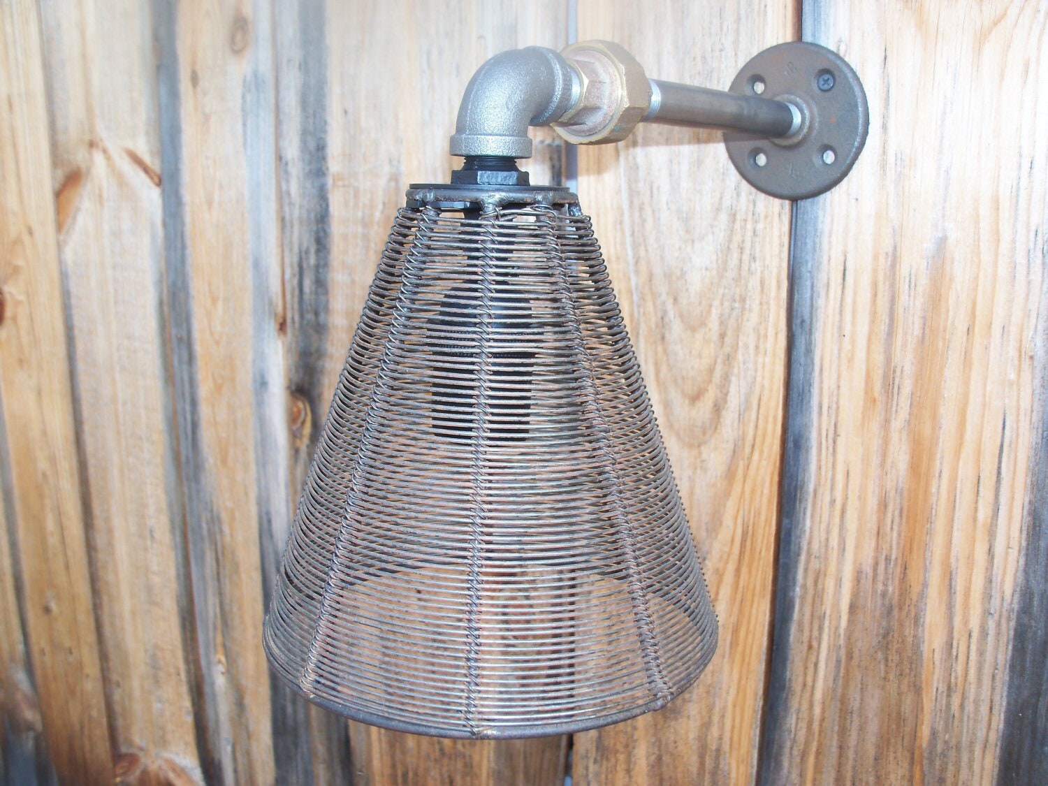 Iron Pipe Metal Shade Wall Sconce. Steampunk Light by ...