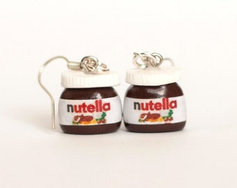 Nutella earrings kawaii chocolate Polymer clay dangle miniature food jewelry