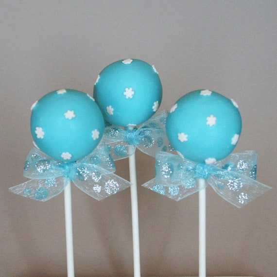 12 Snowflake Cake Pops - for Winter Wonderland, Wedding, Hostess or teacher gift, Disney's Frozen party, birthday or baby shower favor