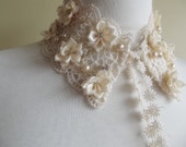 detachable peter pan collar necklace beads lace pearls bridal wedding christmas gift for her cream ivory