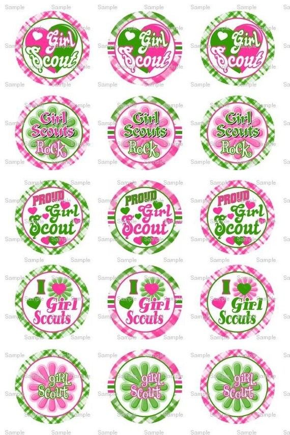 Girl Scouts Pink Bottle Cap Images 4x6 Bottlecap Collage