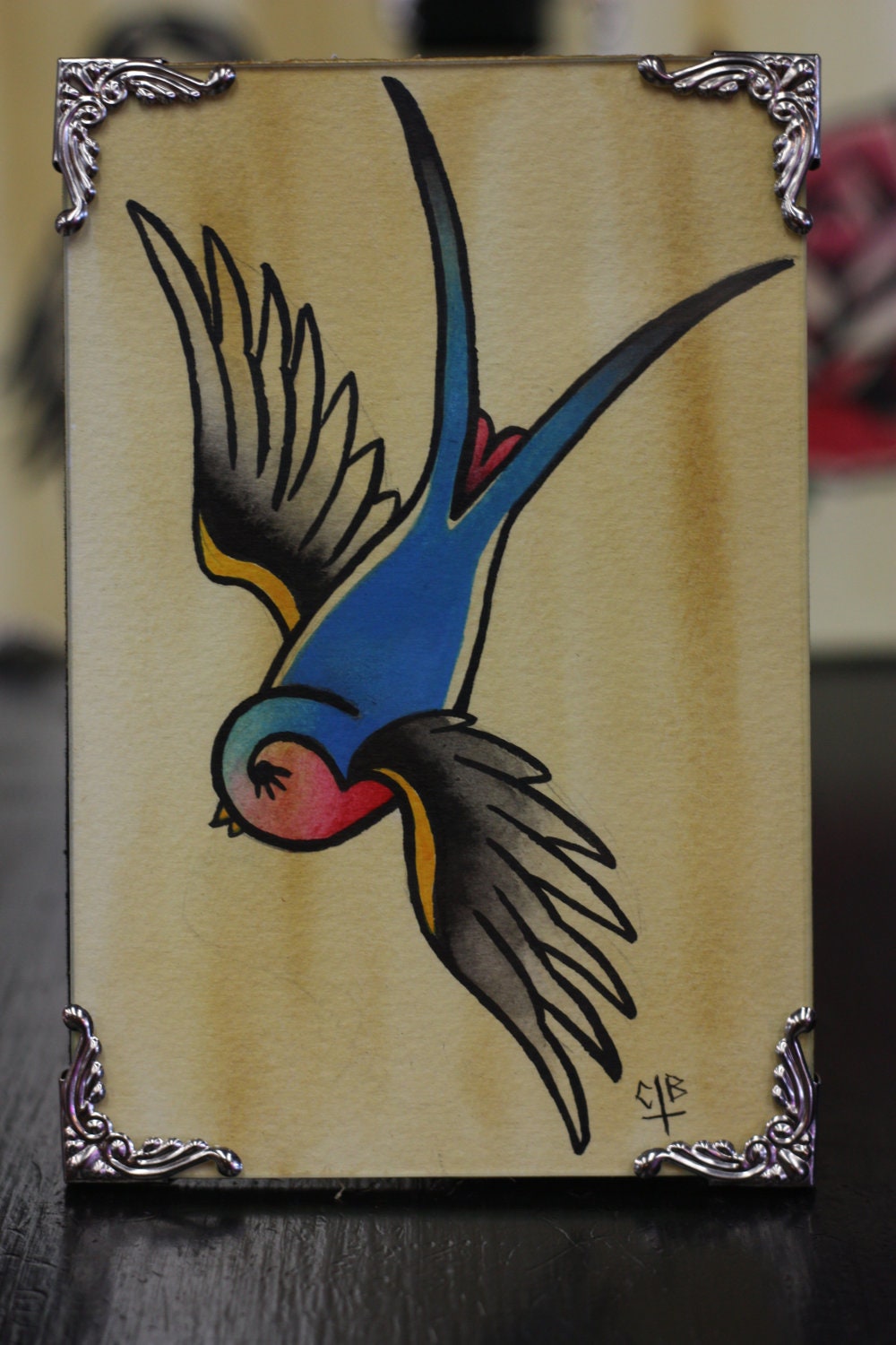 Original 4x6 Handpainted Traditional Tattoo Flash Zsa