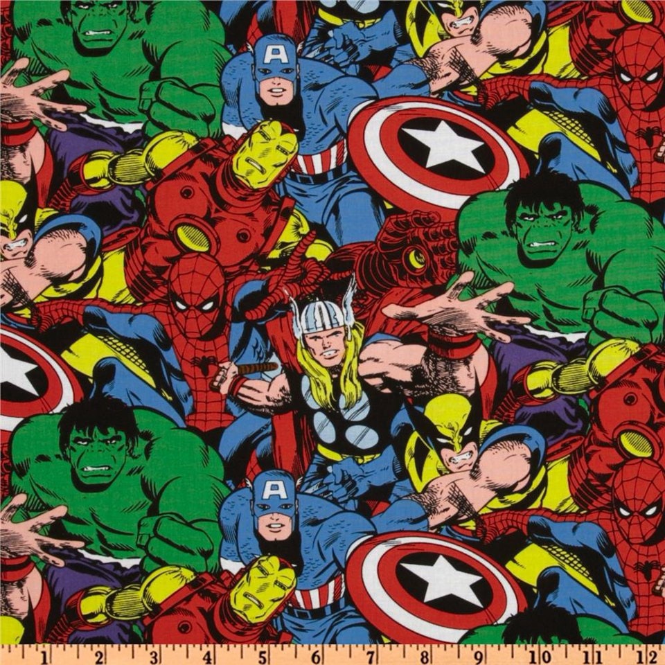 Marvel Comic Superhero Fabric FQ UK seller by BritishBetty