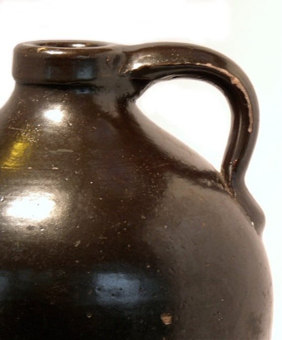 Vintage Moonshine Jug Stoneware Jug Chocolate Brown Jug