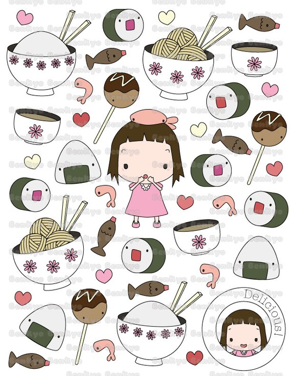 Items similar to Kawaii Sushi Printable Colouring In on Etsy