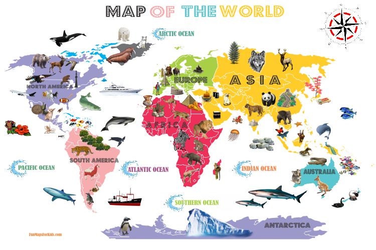 Items similar to Personalized, Laminated World Map For Kids - 