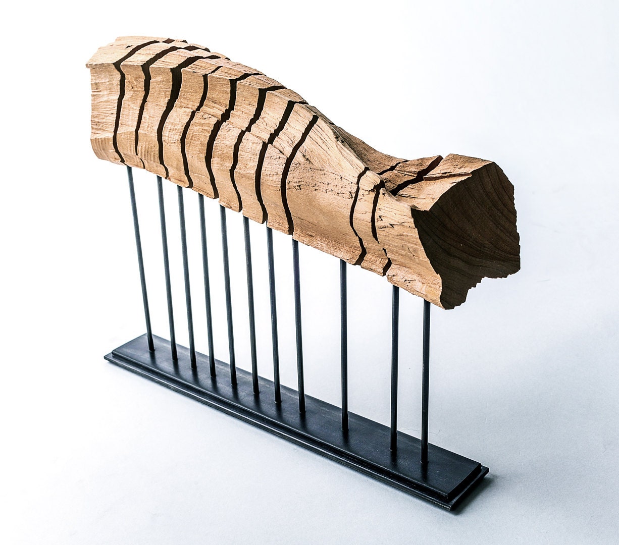 Reclaimed Wood Sculpture on Minimal Steel Armature