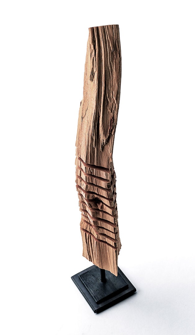 Wood Totem Sculpture Minimalist Art Steel Sculpture Modern Art