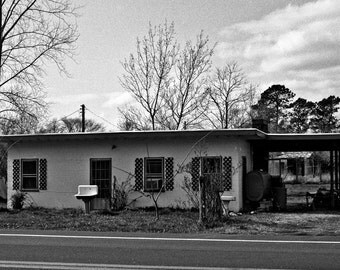 House with 3 sinks on the Eastern Shore of Maryland- a black and white photograph