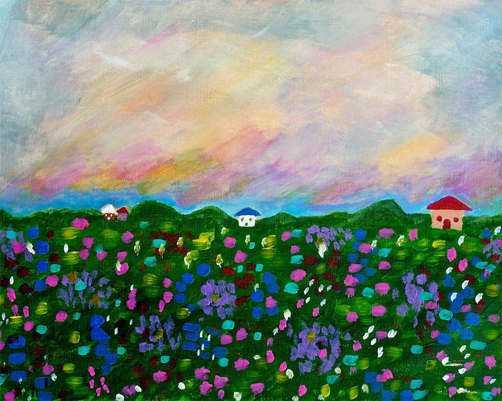 12x16 original acrylic painting Houses on by EclecticIndigoGypsy8
