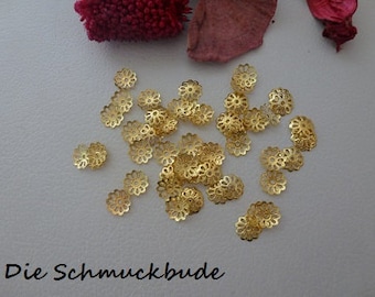 D-03221 - 50 Bead caps Gold 9mm Ø