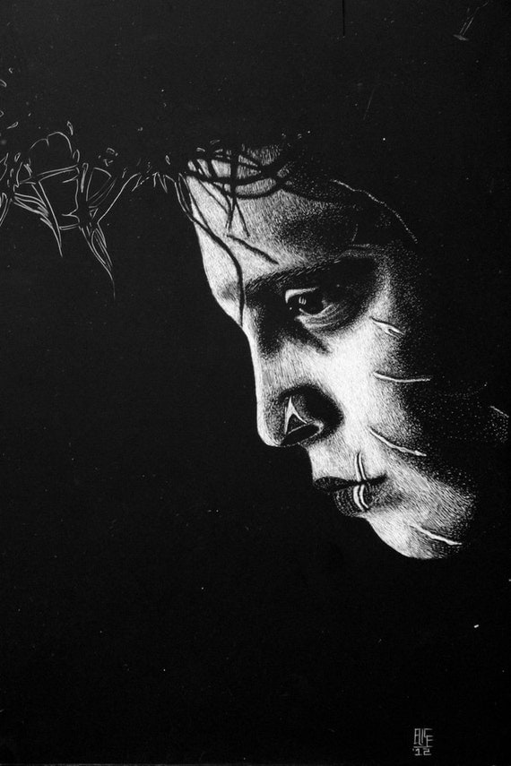 Original Artwork Sketch Edward Scissorhands Scratchboard