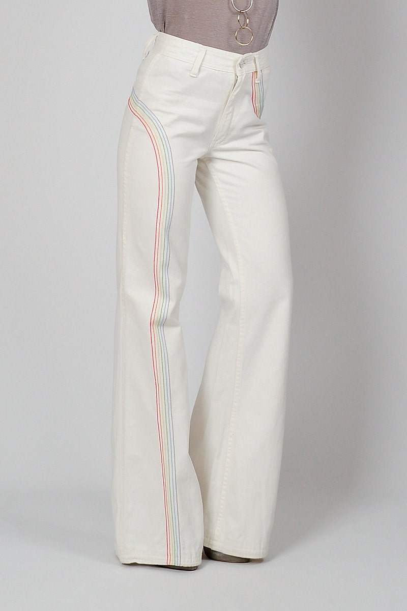 white bell bottom pants