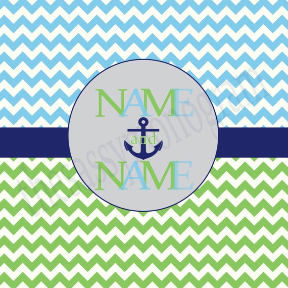 Items similar to Personalized Anchor Chevron Shower Curtain