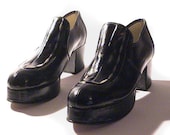 US 9 Mens Platform Shoes Stacy's Leather Herrenplateauschuhe Vintage 1970s NOS Deadstock