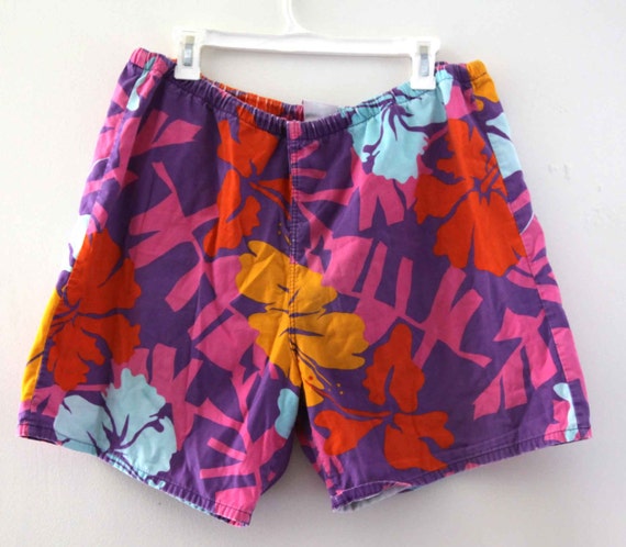 SALE Vintage 80s shorts Jams swim drawstring hawaiian