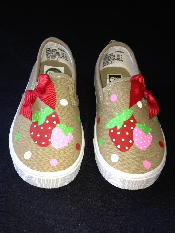 Hand Painted Strawberry Shoes