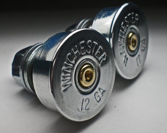 12 Gauge Winchester Nickel Shotgun Bullet Motorcycle License Plate Bolts Set for Harley Davidson Honda Ducati