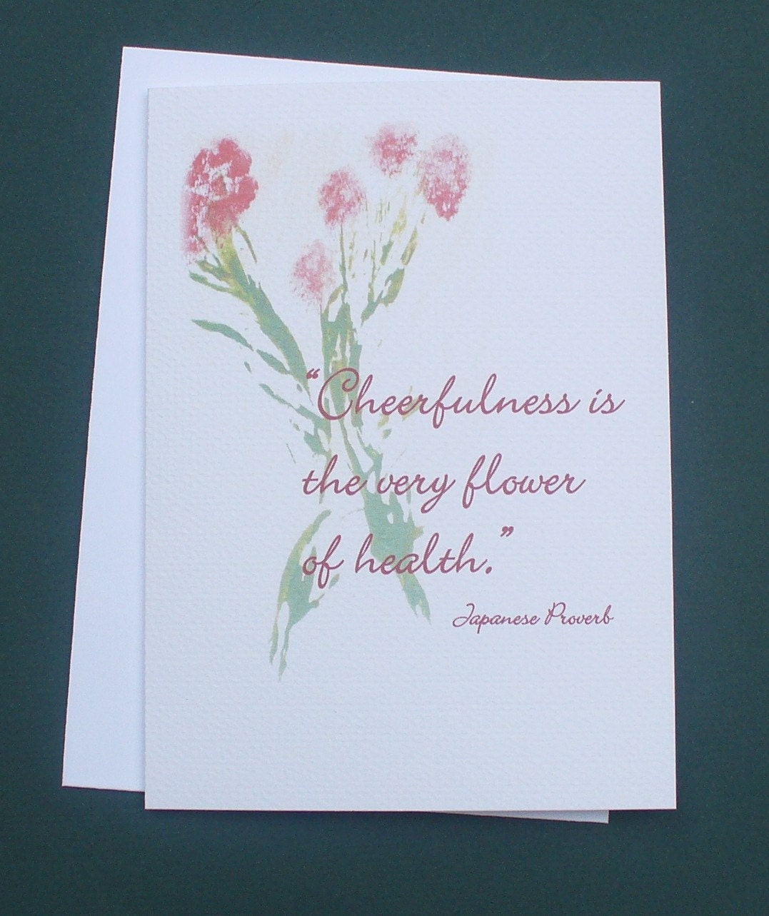 Get Well Soon Card with Japanese Proverb and Painted Flowers