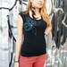 XL Only - Sale - Womens silkscreen tshirt, black shirt with geometric design, cap sleeve shirt, womans top