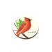 Red Cardinal Jewelry Red Bird on Branch Animal Brooch Circle Pin