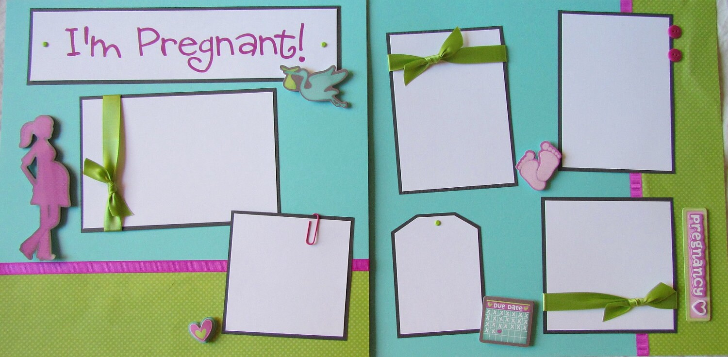 12x12 Premade Scrapbook Pages Layout I'M PREGNANT