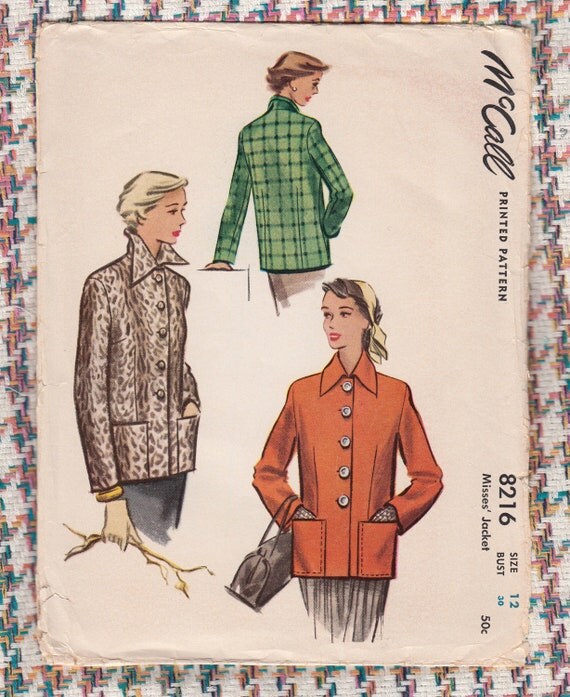 Vintage Sewing Pattern Ladies' Jacket 1940's McCall by Mrsdepew