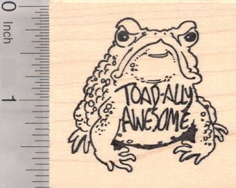Toad-ally Awesome Toad Rubber Stamp, Teacher, Motivational H19220 Wood Mounted