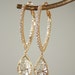 Elongated 16K Gold Hoop Earrings with inset Swarovksi Stones and Bezelled Cubic Zirconia Drops