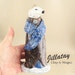 Polar Bear Art - Ceramic Sculpture Vessel in Dark Chocolate Royal Robes and Blue Stole - Zoomorphic Vessel by Jill Taylor