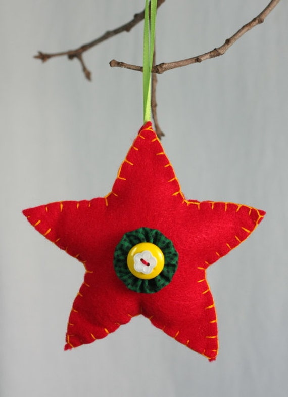 christmas ornaments felt hand sewn red star red star christmas ornaments felt hand sewn red star red star