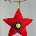 Christmas ornaments, felt hand sewn red star, red star ornament