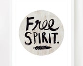 Free Spirit  - Boho style 8x10 inch on A4 type poster Print in Natural Brown, White and Black