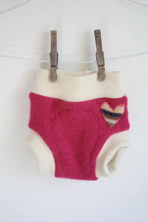 small striped wool cloth diaper cover // 16 months