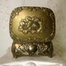 Vintage Metal Trinket Box, 1950s, Japan, Gold Washed Metal, Ornate Flowered Jewelry Box, Rococco Shabby Chic, Red Lined, Footed