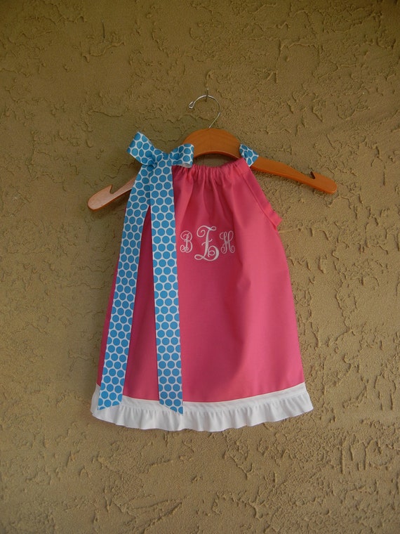 Monogrammed Hot Pink Pillowcase Dress sizes 3m by theuptownbaby