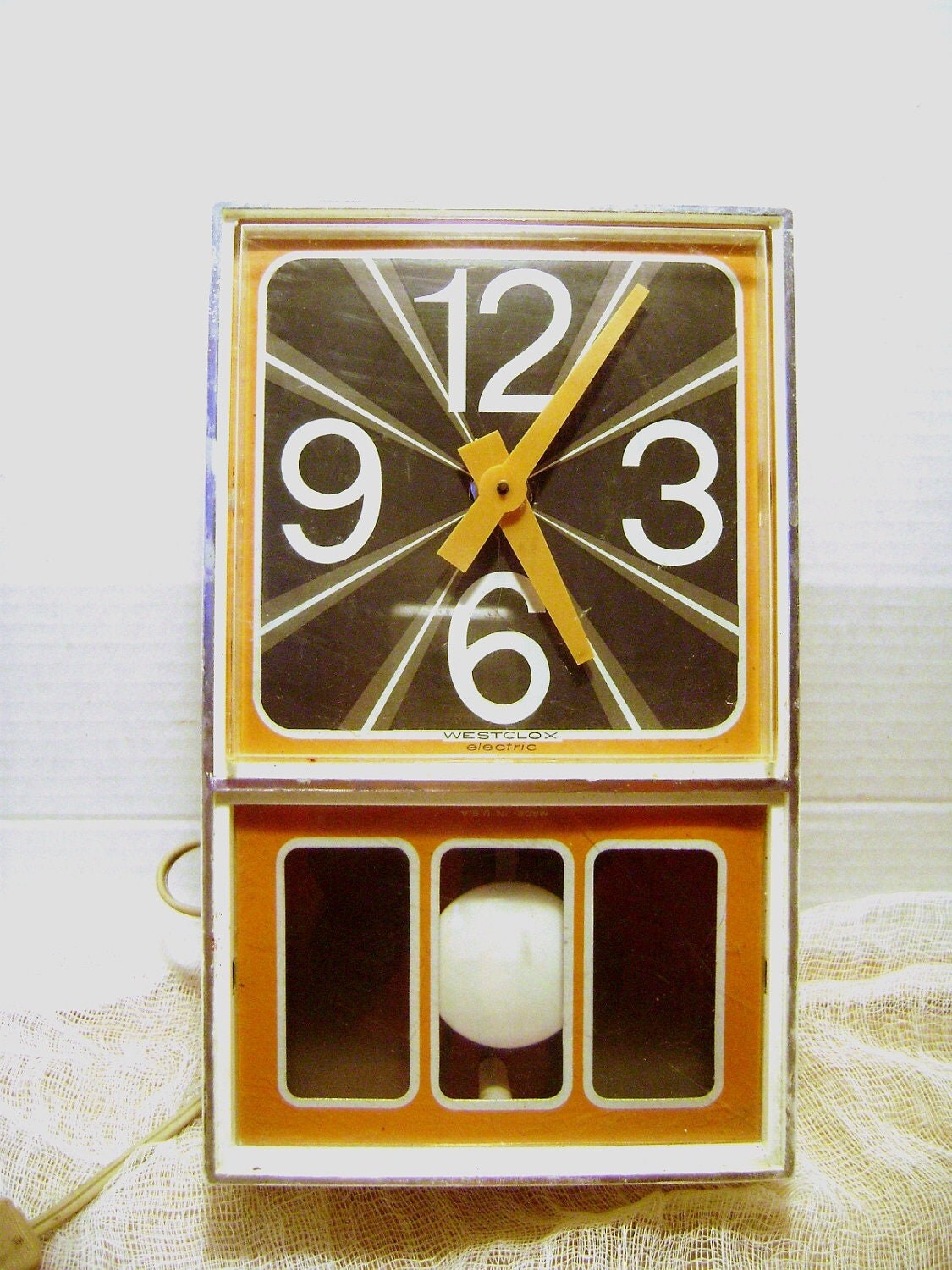 Vintage Electric Pendulum Wall Clock by Westclox Mod Groovy