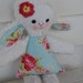 Rosie, Shabby Chic chenille and fabric lamb, plush toy, baby toy, Ready to ship