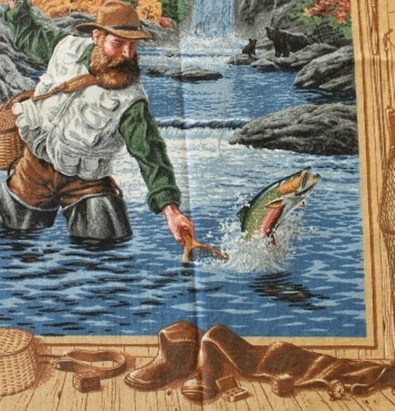 Fabric Cotton Fishing Quilting Sewing Supplies Set Lot Panels