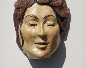 Ceramic Bust Portrait Sculpture Head Of A Woman Flowing