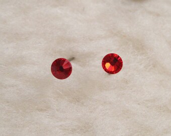 Niobium Stud Earrings - Light Siam 3.9mm - Hypoallergenic Earrings for Sensitive Ears // Nickel Free Post Earrings