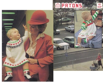 70s Vintage Retro baby knitting patterns book Patons 623 Baby Dresses Sweaters Hats Jumpsuits Rompers Leggings ORIGINALs NOT PDF