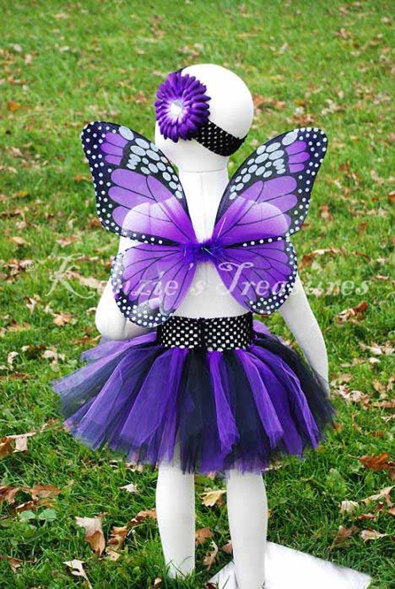 4 Piece Purple Monarch Butterfly Tutu Set by KenziesTreasures