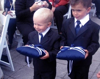 Fifth Avenue Ring Bearer Pillow in Navy, White and Navy - Pick Your Own Color
