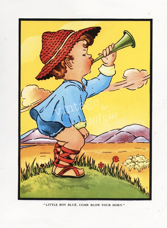 Little Boy Blue nursery print nursery rhyme by theStoryOfVintage