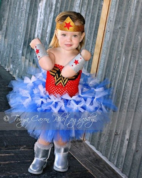 Items similar to Wonder Woman Tutu Costume, Superhero Costume, Toddler ...