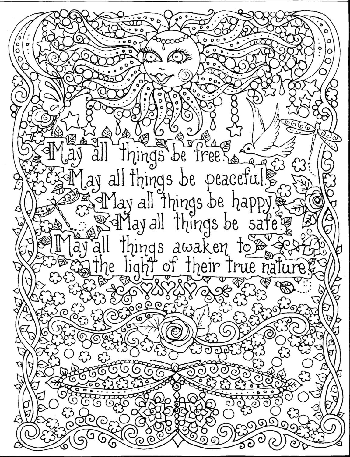 Download INSTANT Download Coloring Page 8 1/2 x 11 May all things be