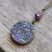 Dusty Amethyst & Turquoise Druzy Agate Necklace Sparkly Titanium Drusy